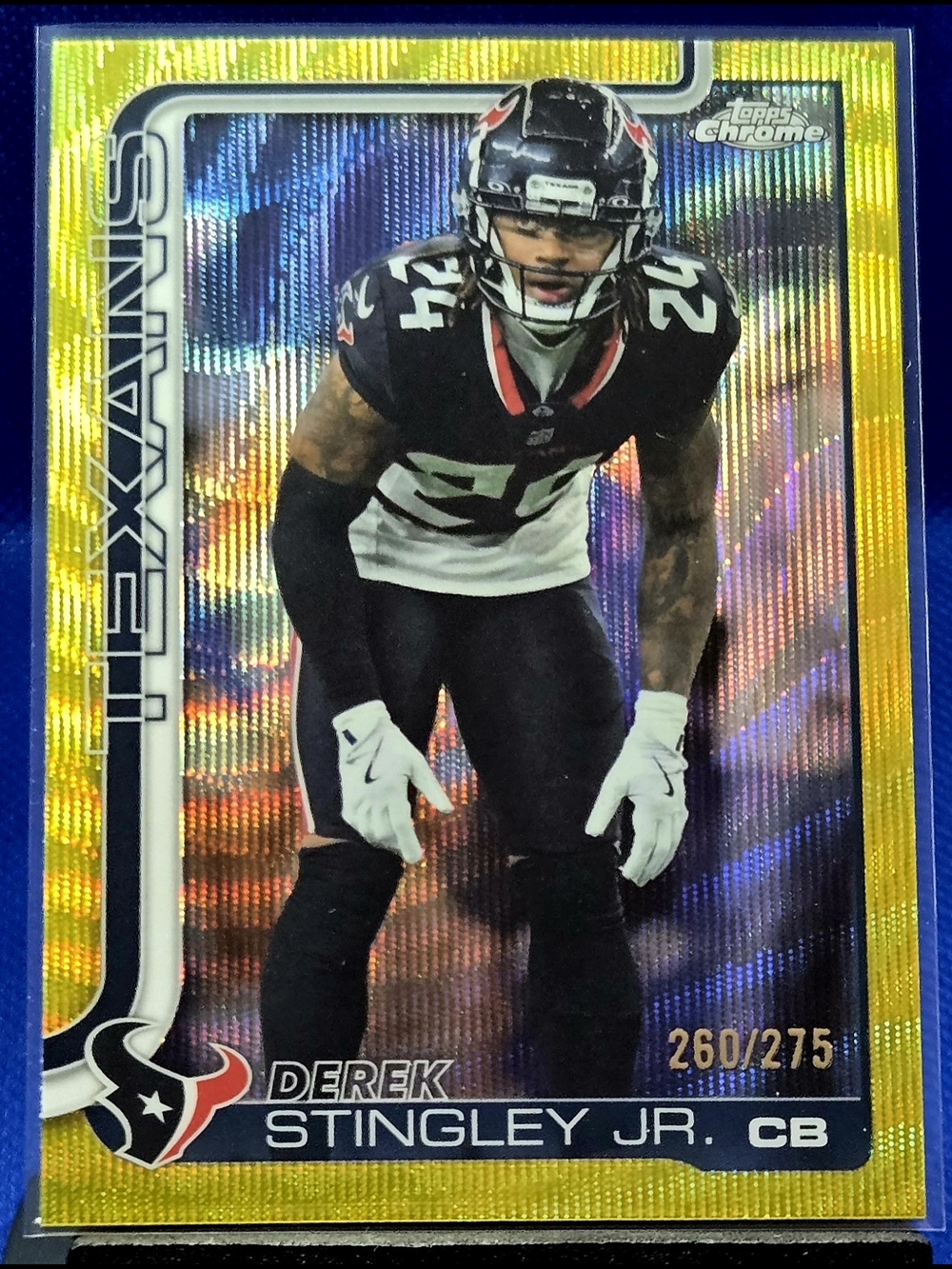 2025 Topps Chrome : #116 Derek Stingley Jr. / Yellow Wave  260/275